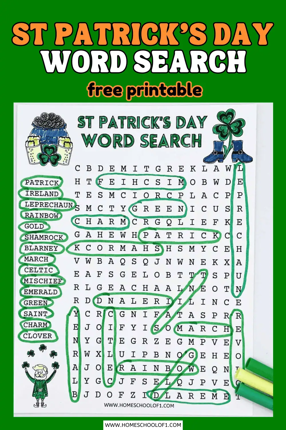 saint patrick's day word search