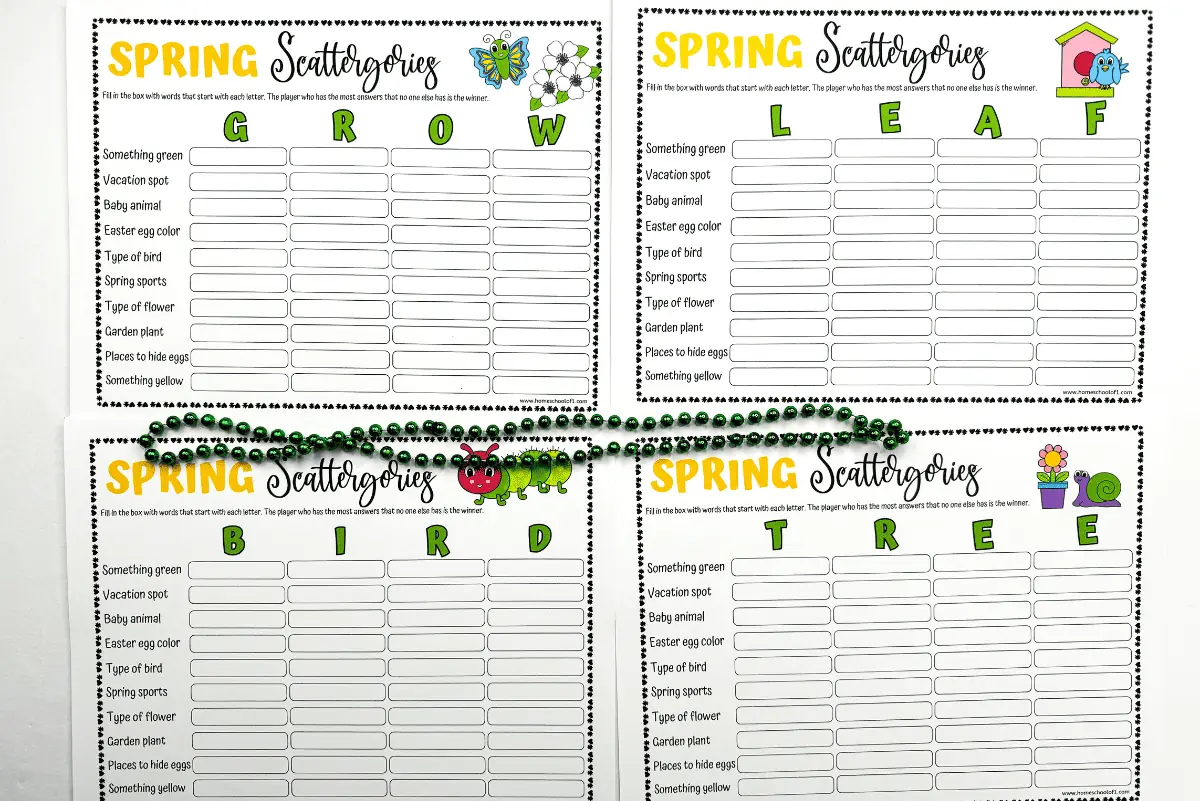 spring scattergories