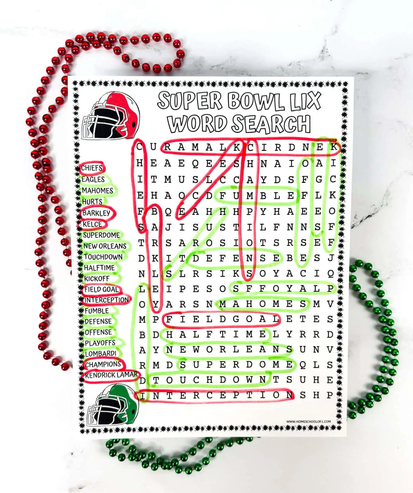 super bowl lix word search