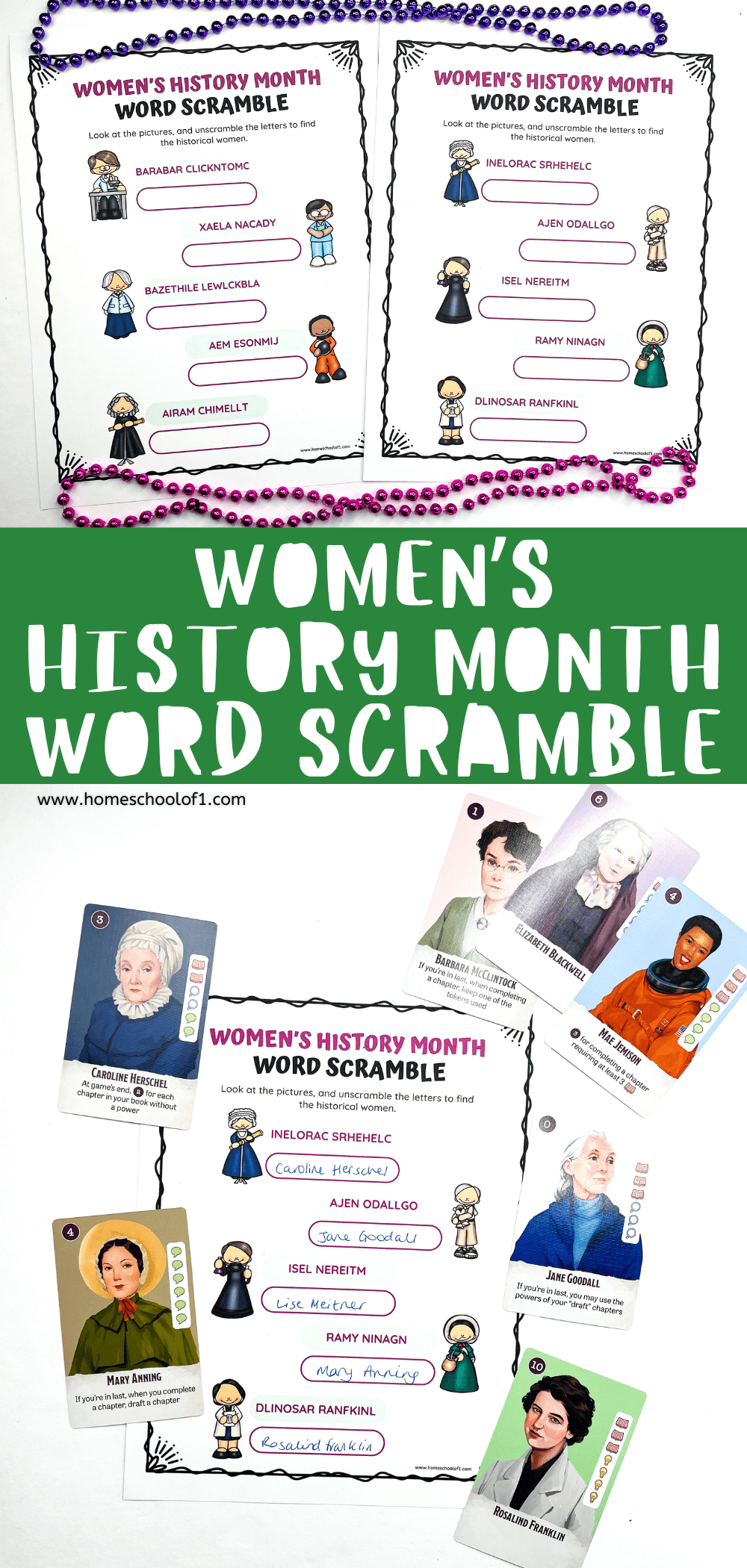 Women's History Month Word Scramble Printable