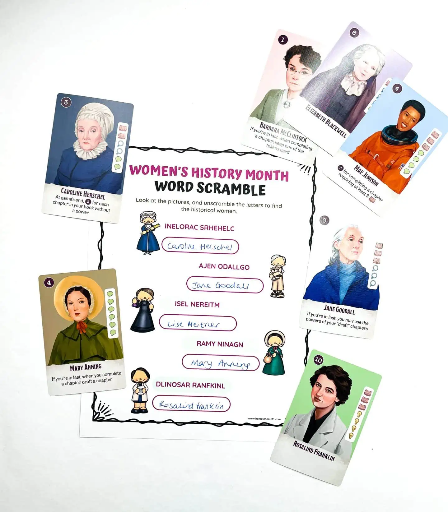 women's history word scramble