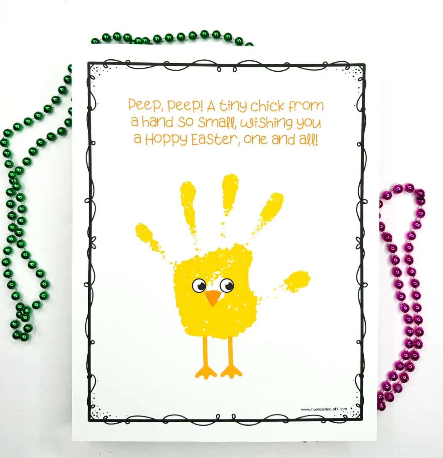 Easter chick handprint art