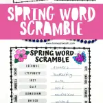 Spring word scramble free printable