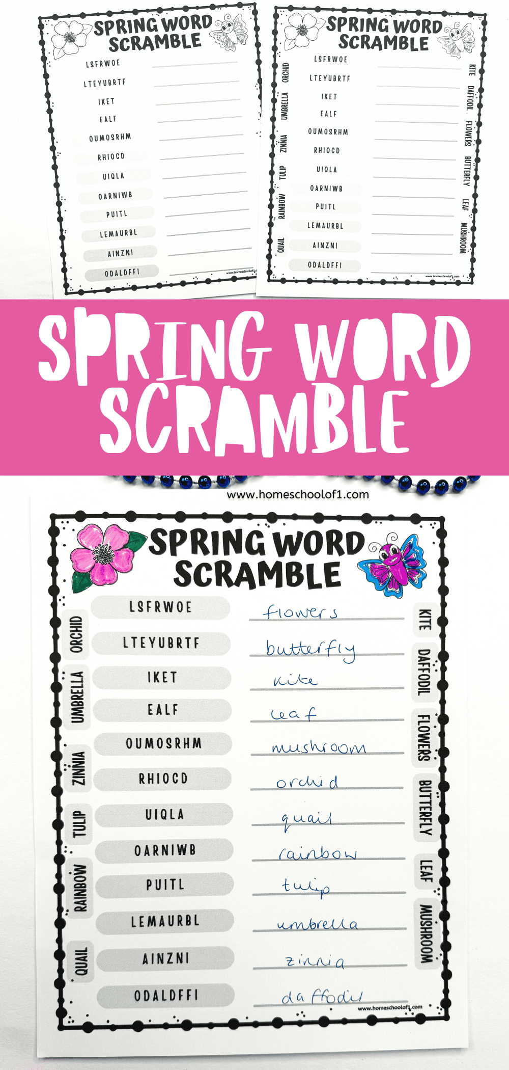 Spring Word Scramble Free Printable