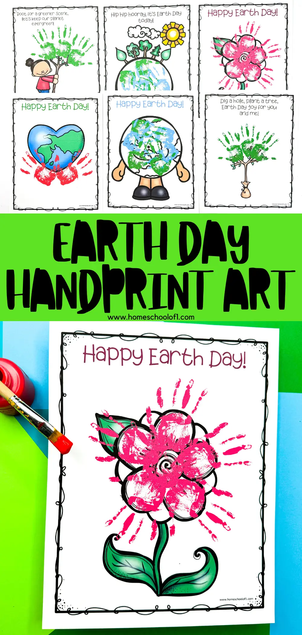 If your keyword is "Earth Day crafts," the alt text could be: "Creative Earth Day handprint art for kids, showcasing colorful handprint projects that transform into trees, the Earth, and flowers, with festive greetings, encouraging eco-friendly crafts