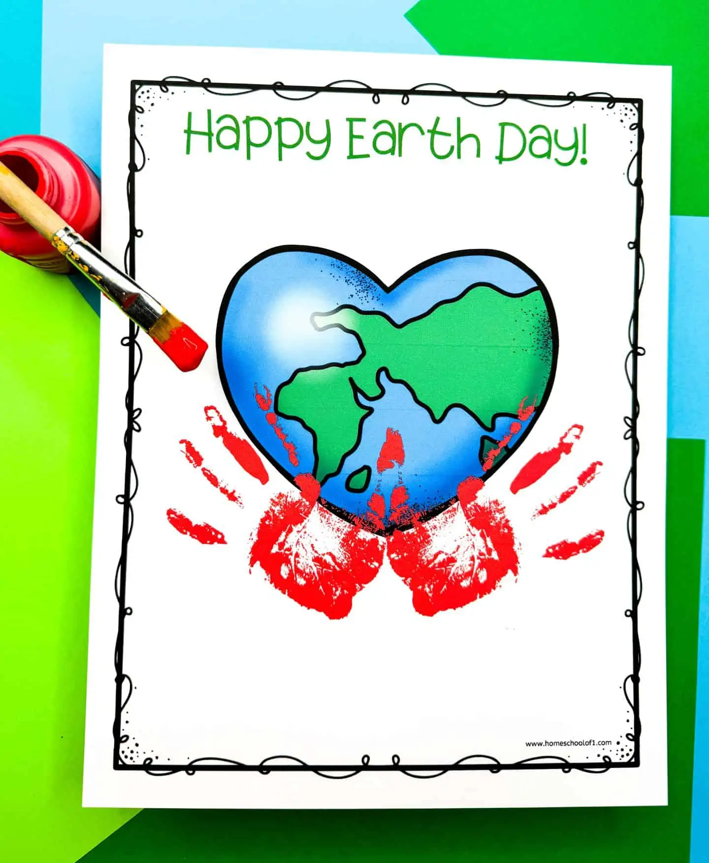 earth day heart handprint art