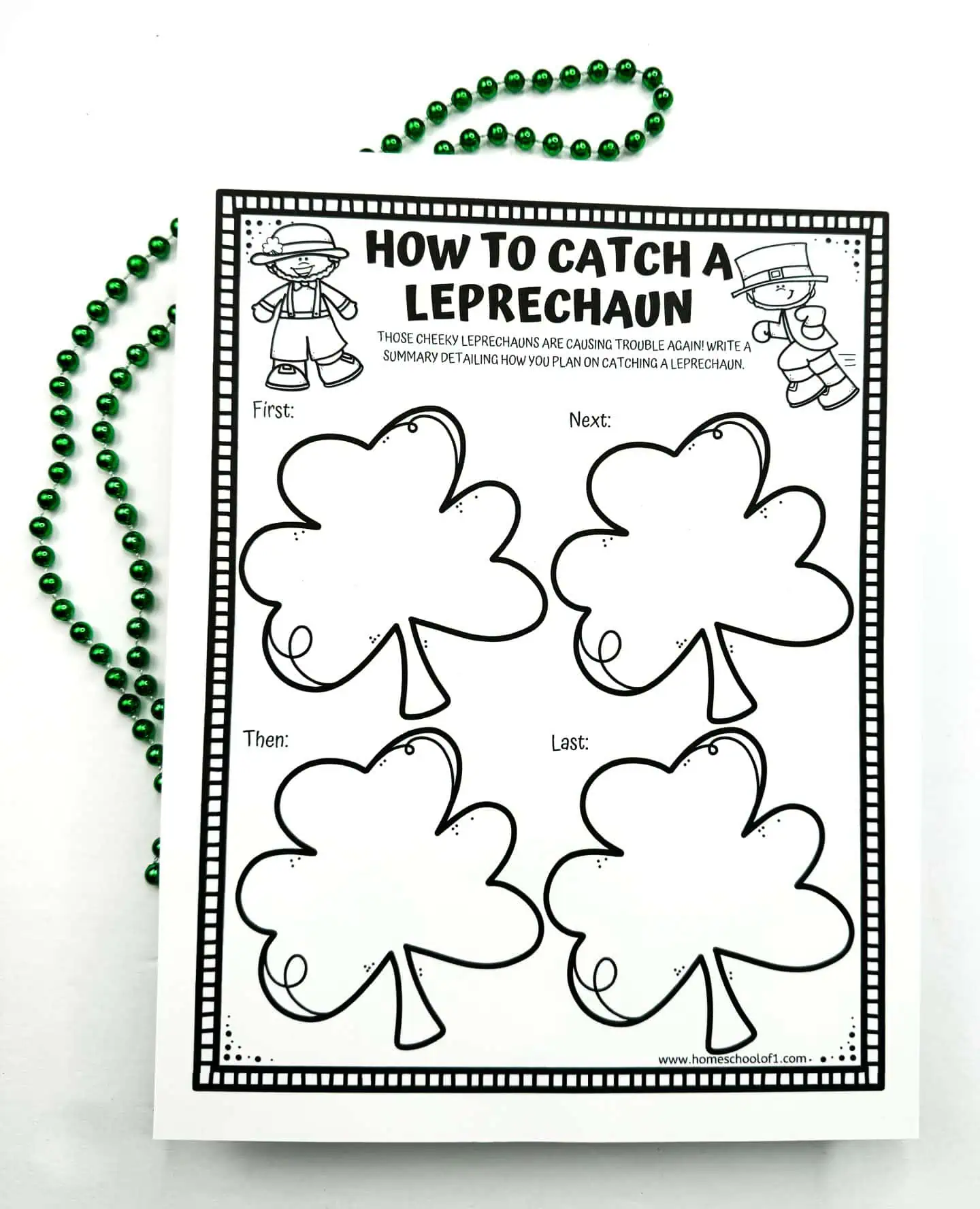 how to catch a leprechaun writing prompt printable