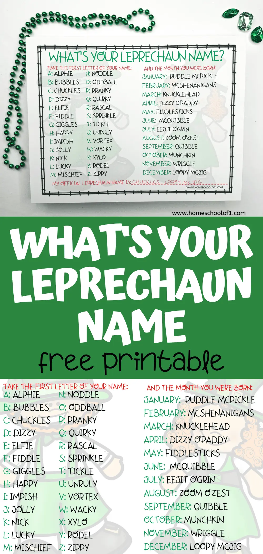 what's your leprechaun name printable