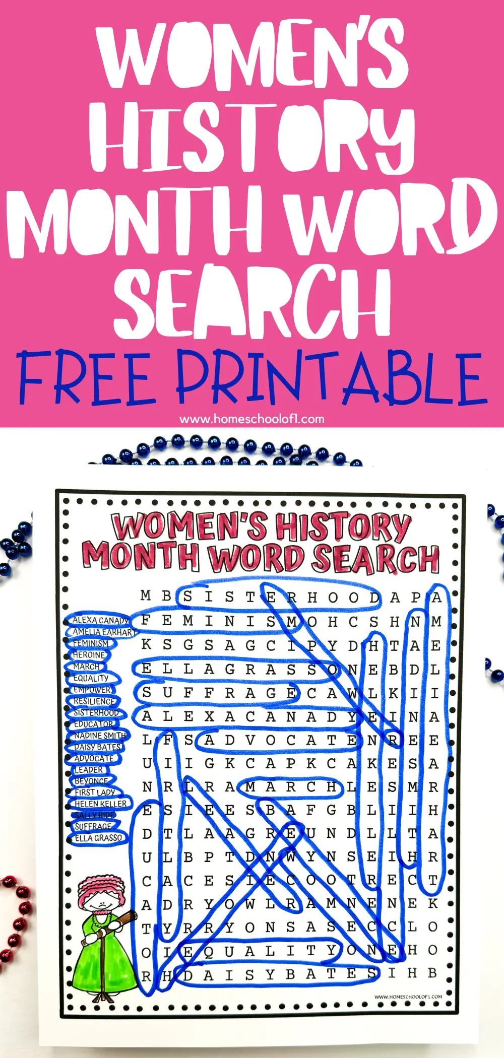 womens history month word search free printable