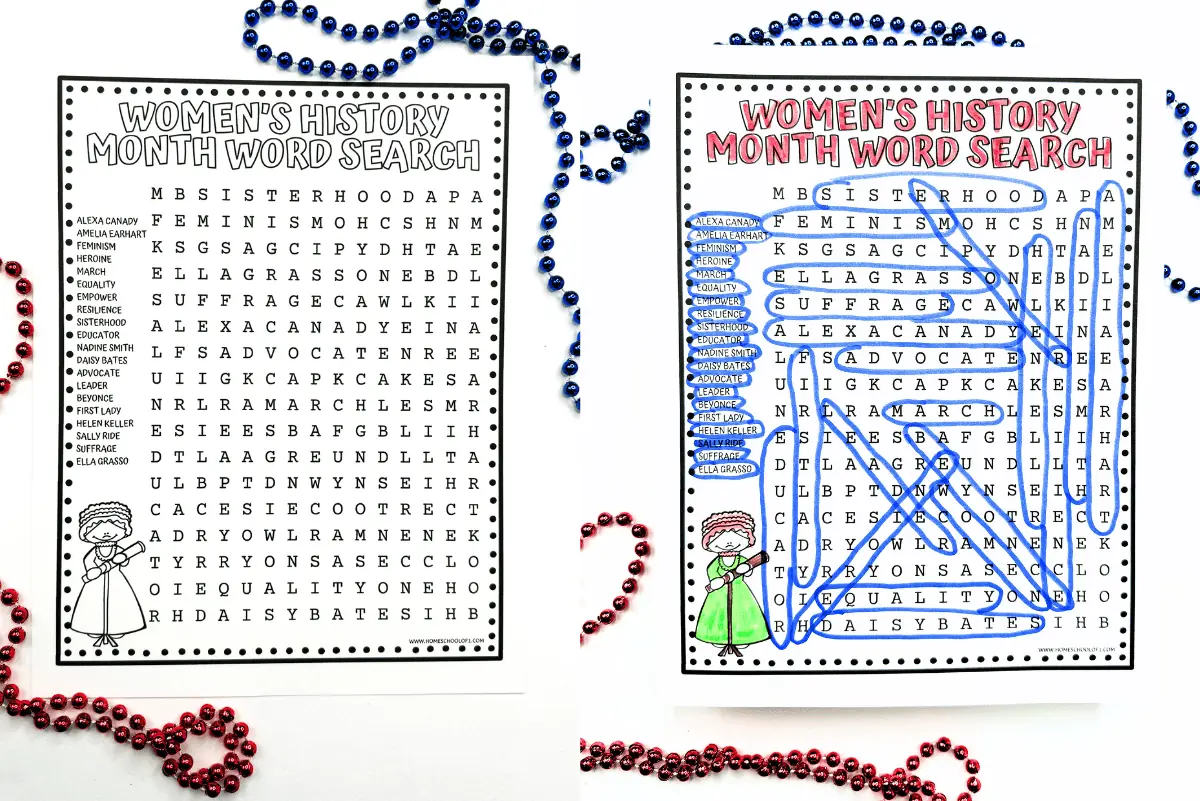 women's history month word search printable