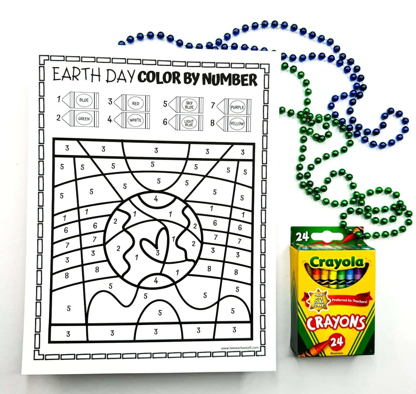 EARTH DAY COLOR BY NUMBER FREE PRINTABLE