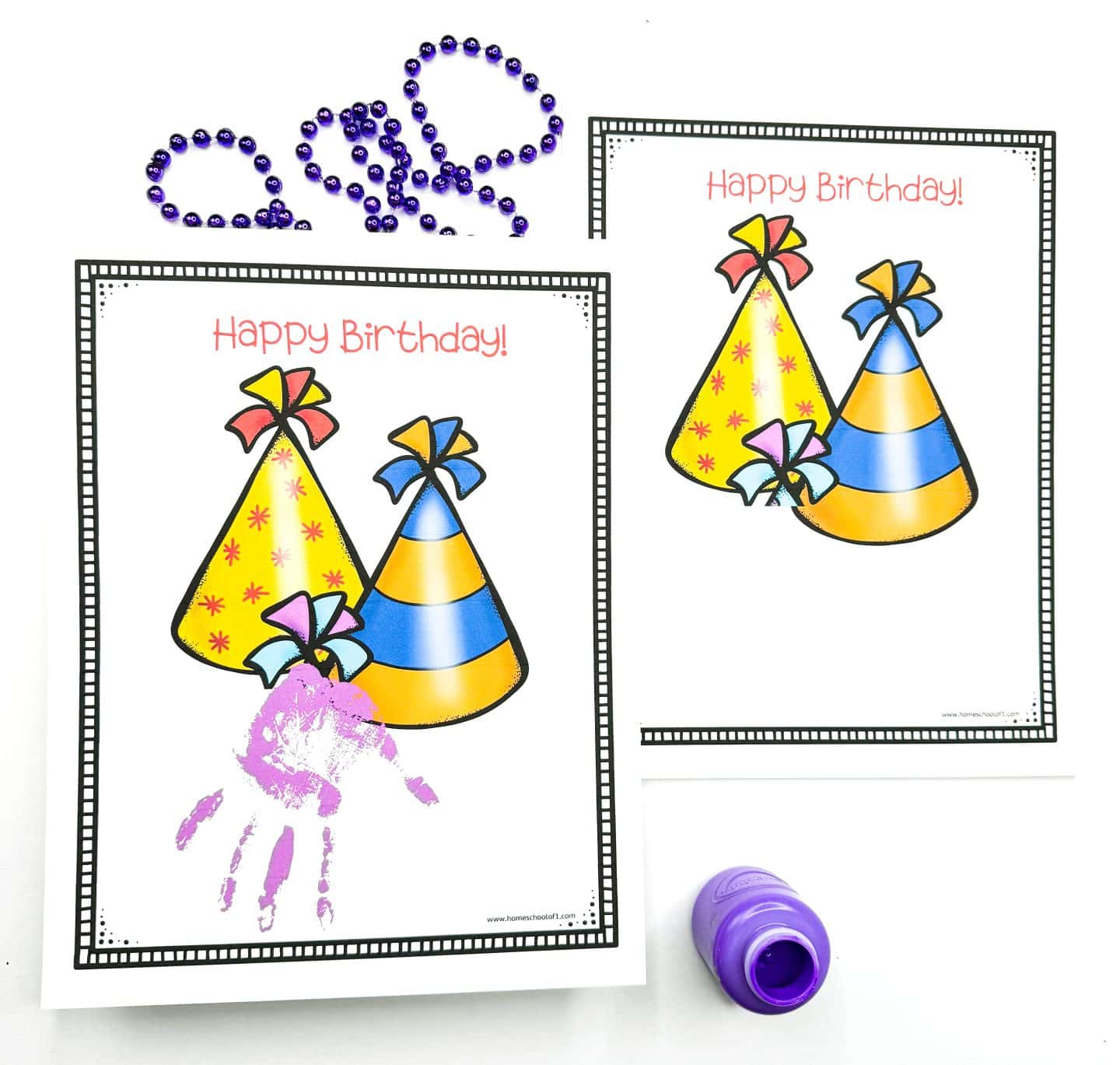 birthday hats handprint art