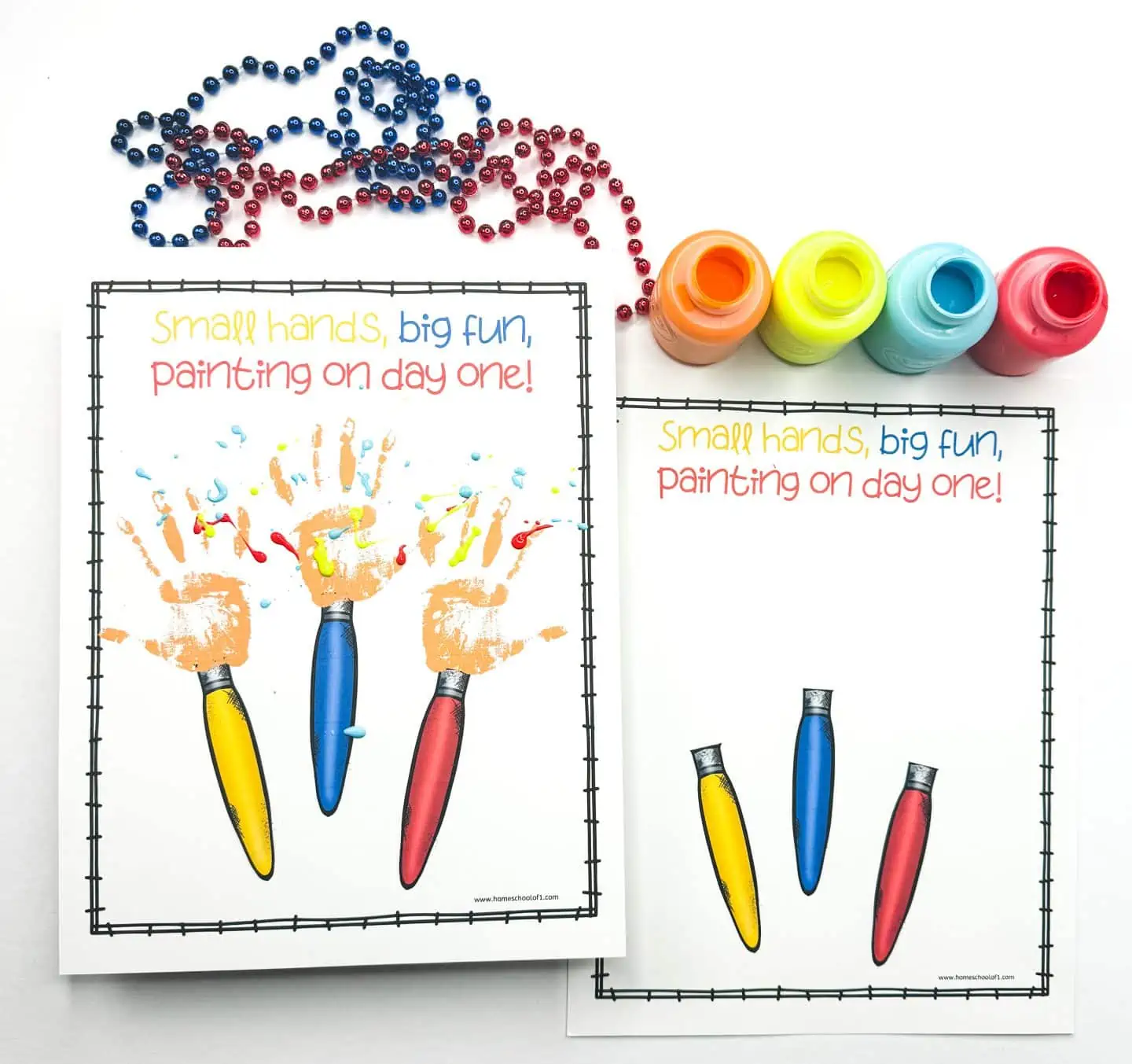 free first day of school handprint art