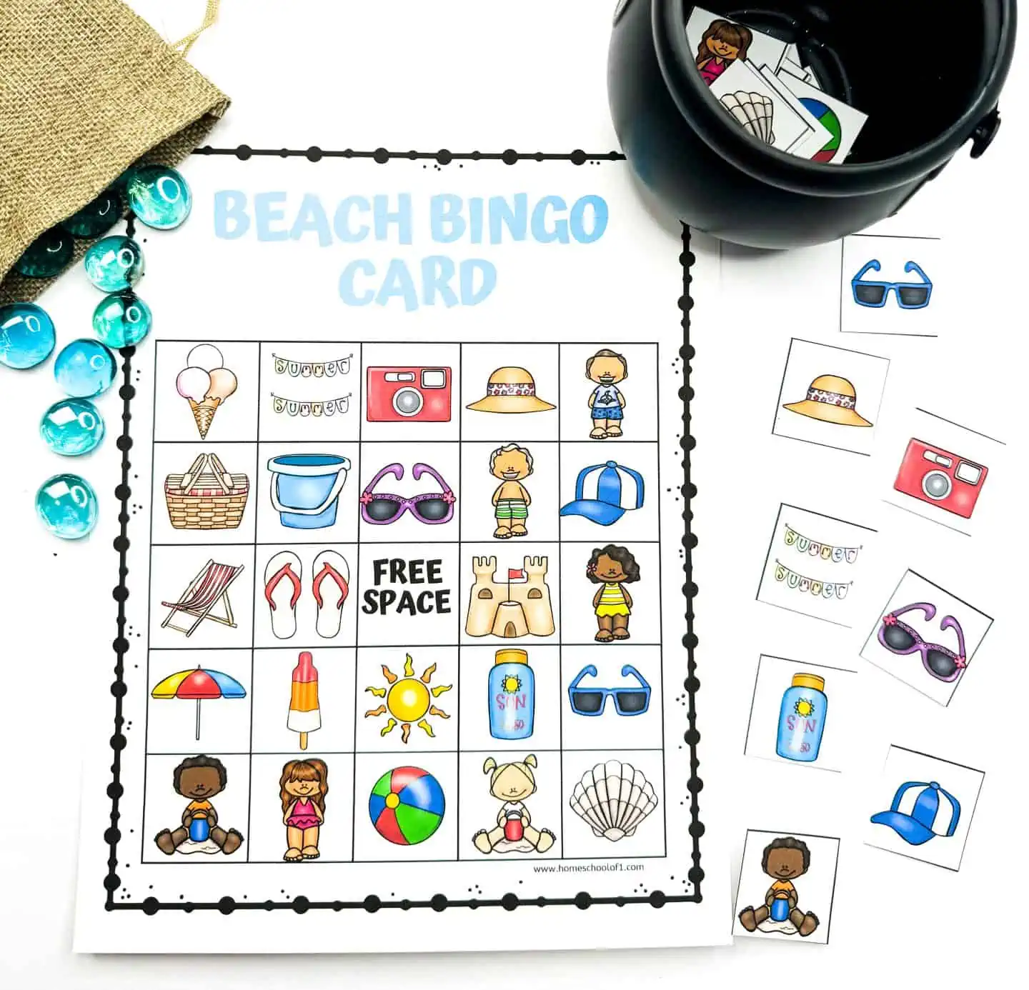 free printable beach bingo