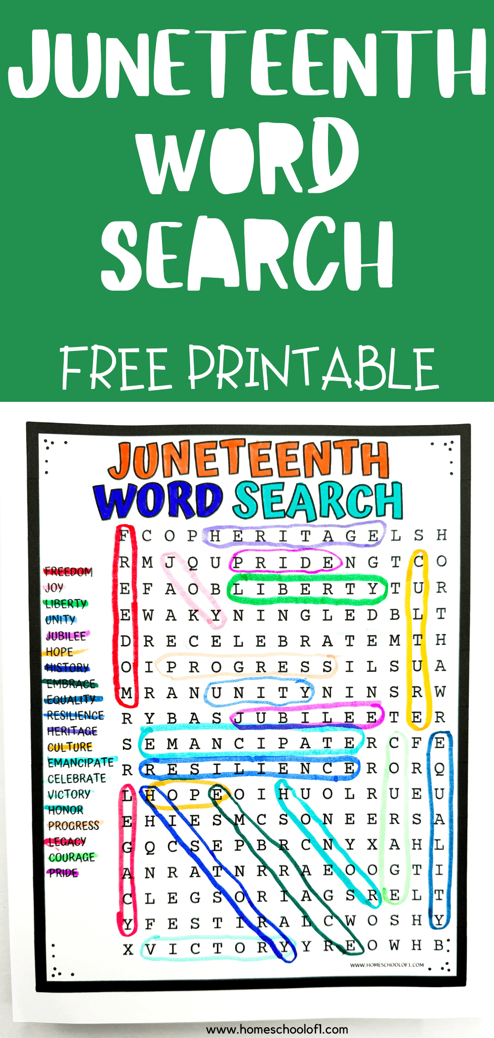 Free Printable Juneteenth Word Search