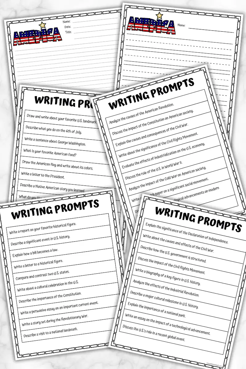 50 states writing prompts