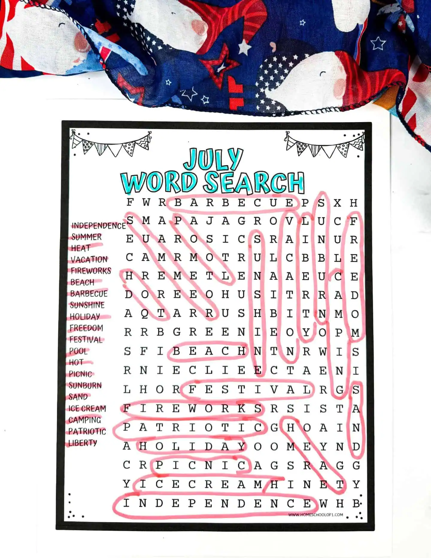 JULY WORD SEARCH