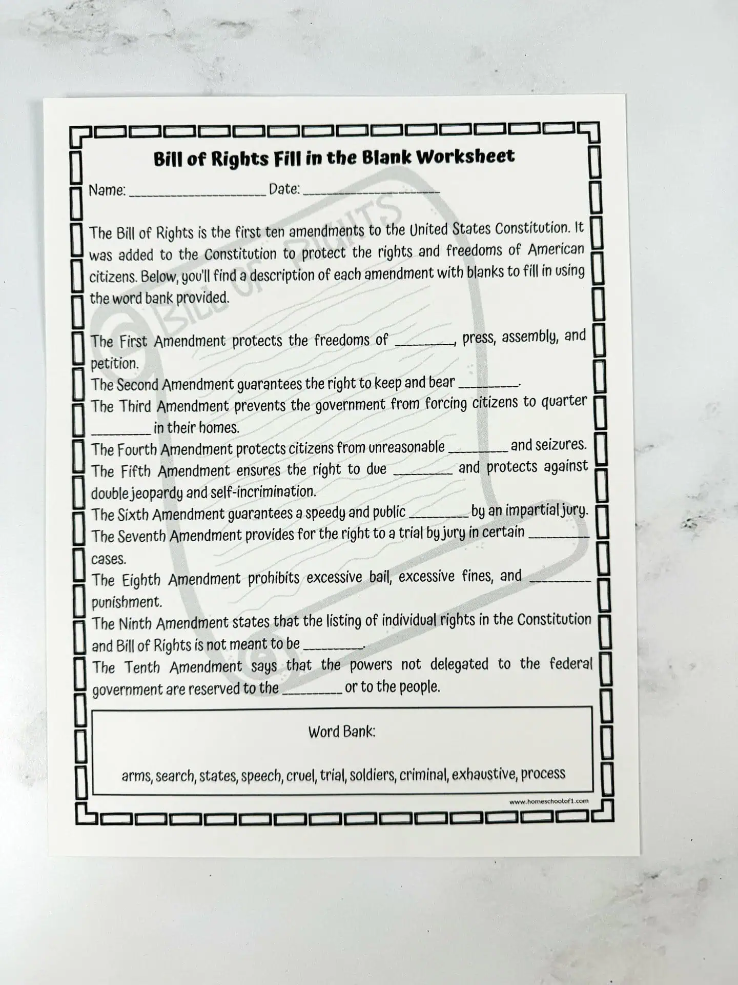 bill of rights fill in the blank