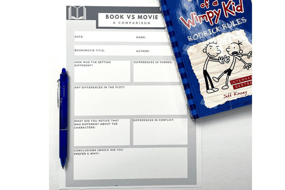 Compare And Contrast Movie And Book Template (Free Printable)