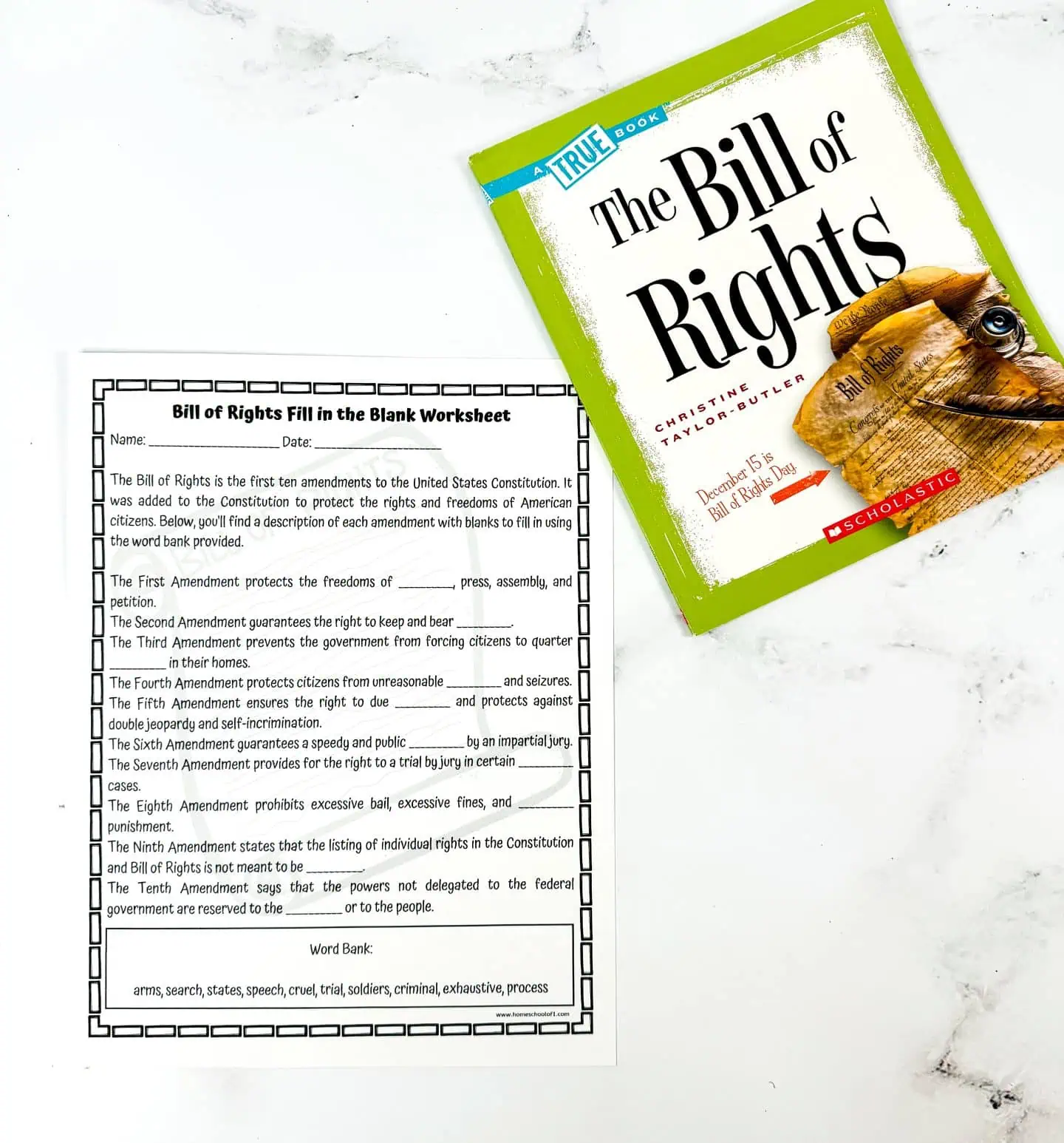 free bill of rights fill in the blanks