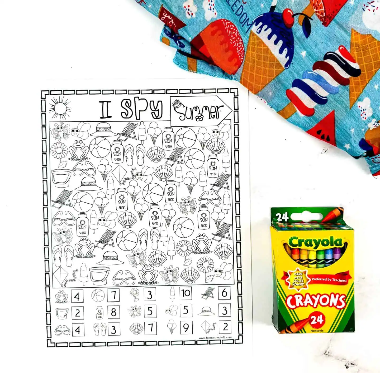 i spy summer coloring page