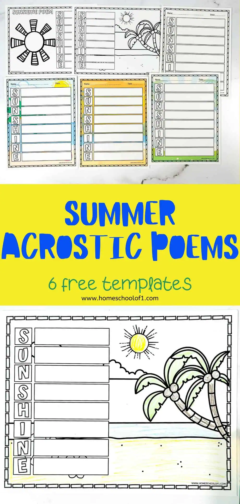 summer acrostic poem worksheets