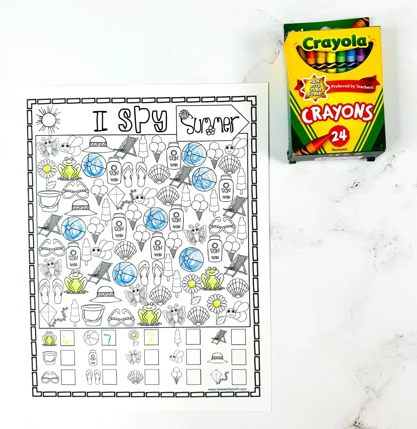 summer i spy coloring page