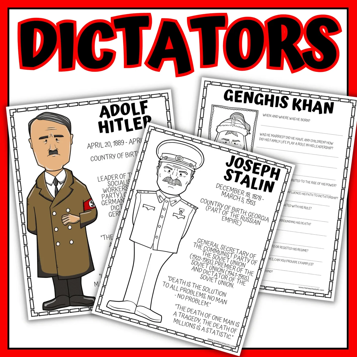 famous dictatorship worksheets