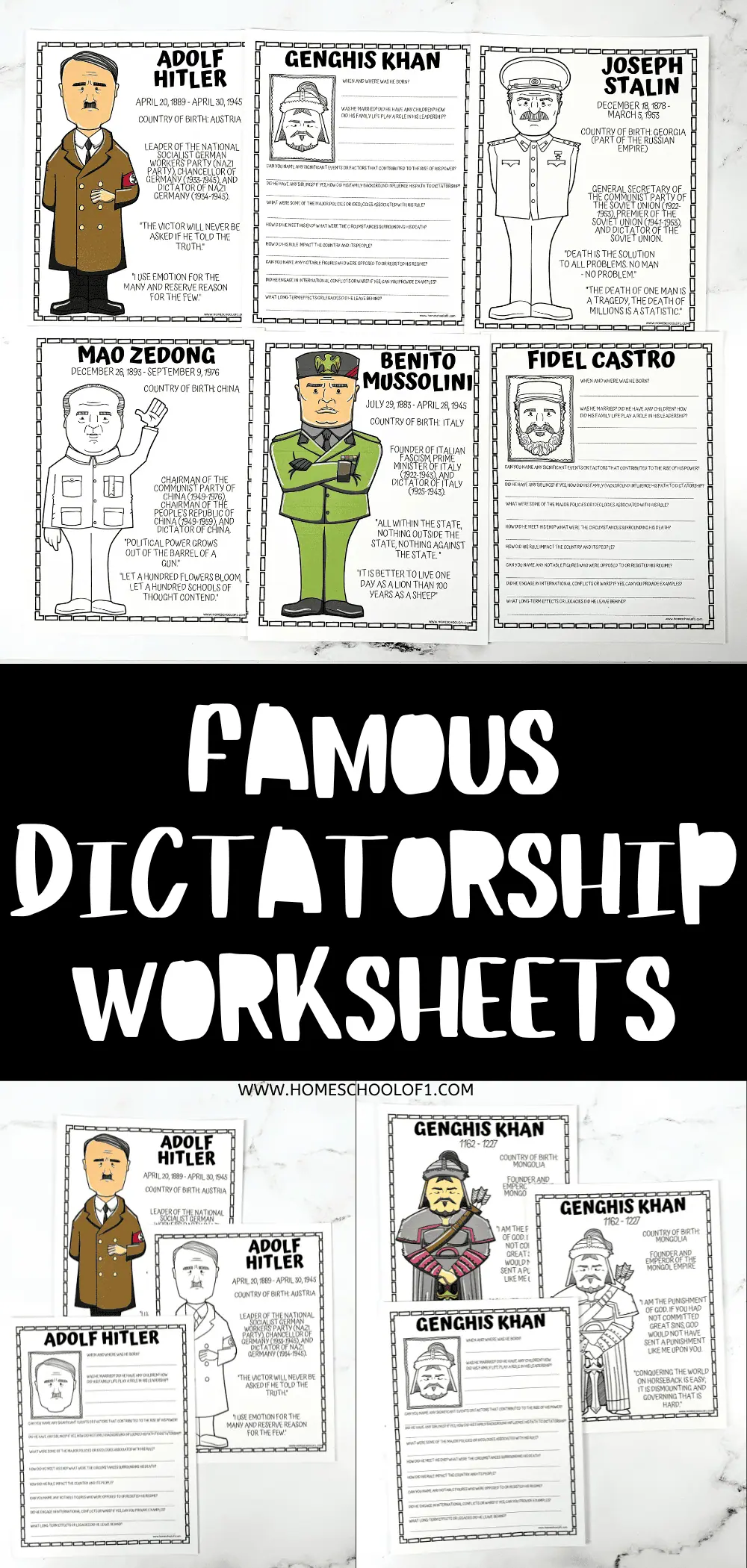 Famous Dictatorship Worksheets