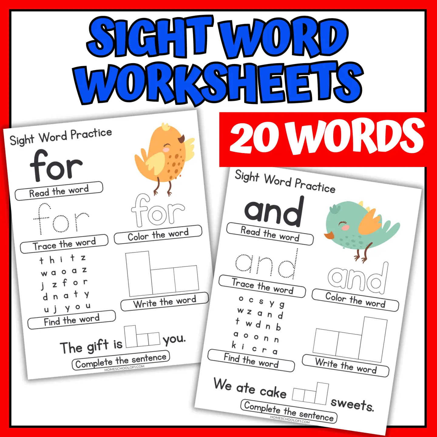 SIGHT WORD WORKSHEETS