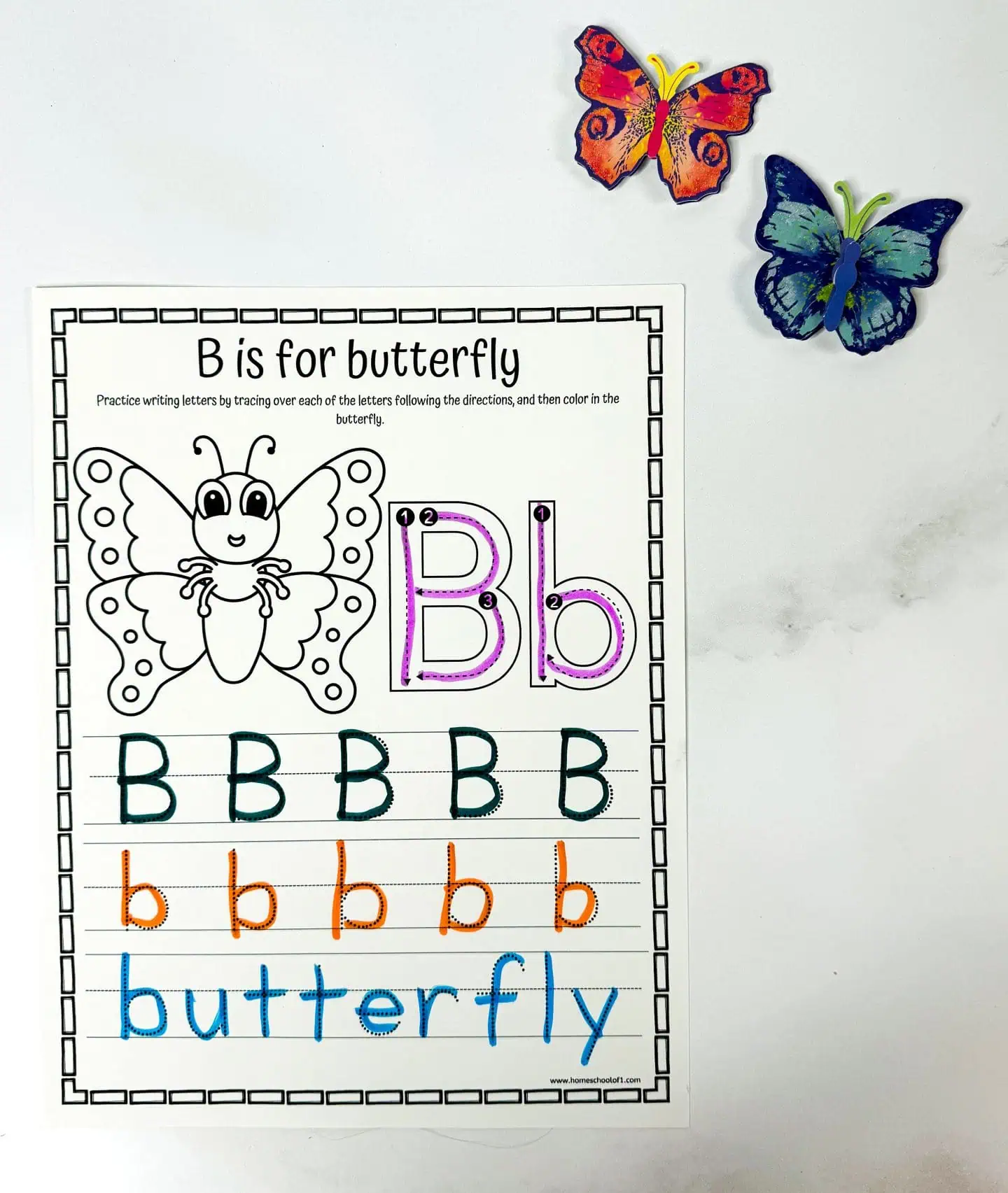 b is for butterfly handwriting