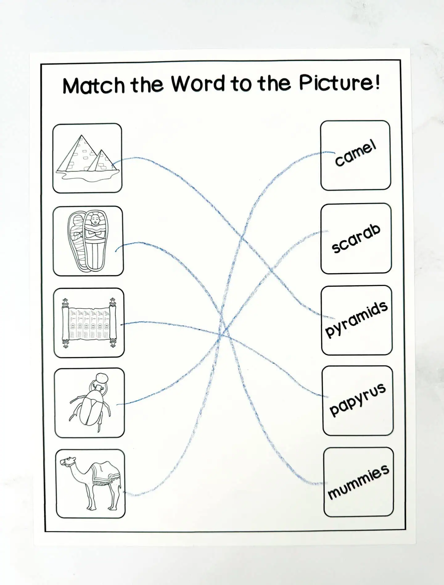 egyptian match the word worksheet