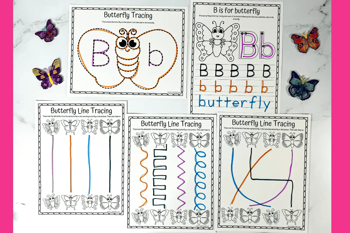 free butterfly tracing worksheets