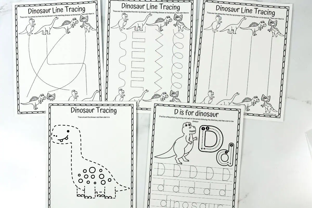 free dinosaur tracing worksheets