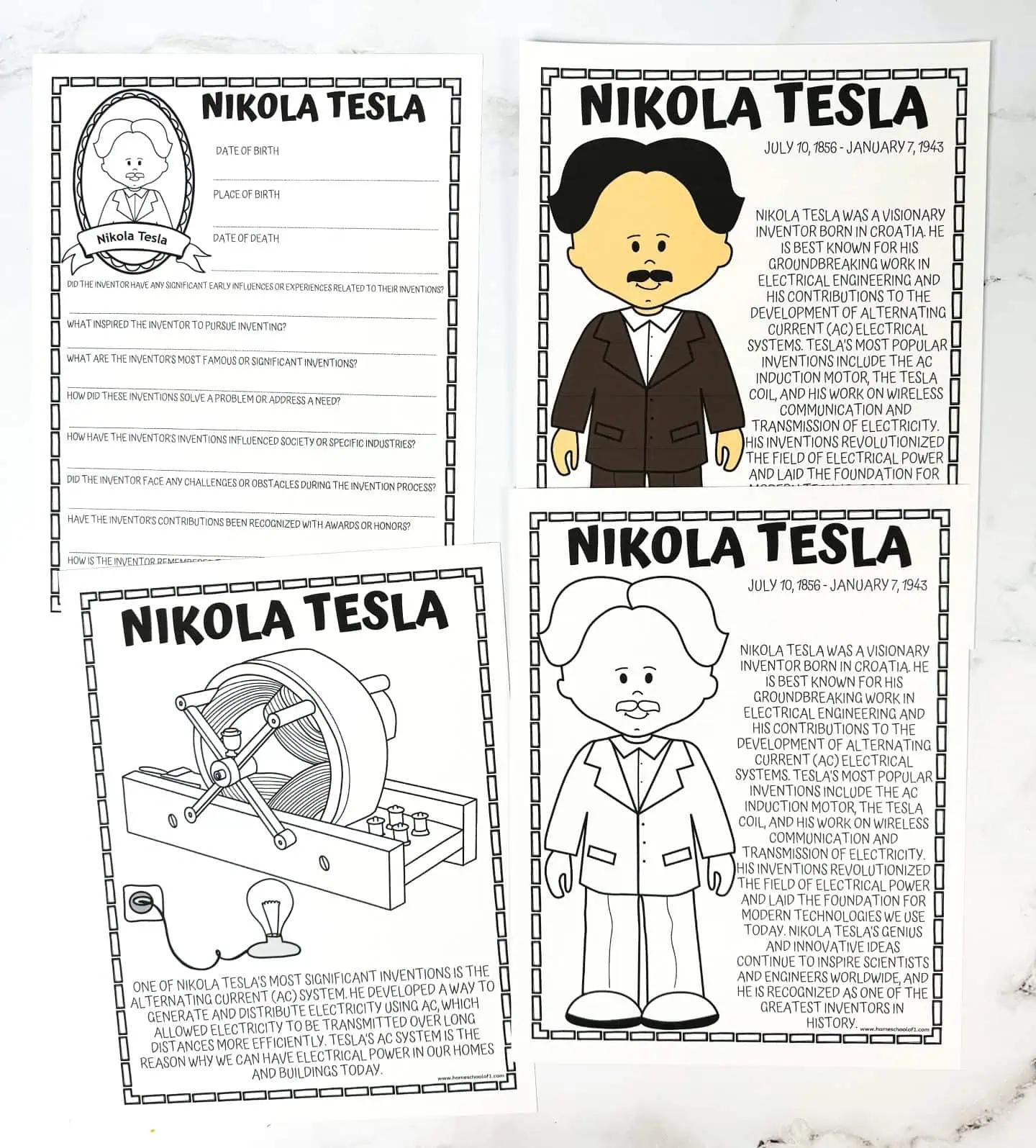 nikola telsa worksheets