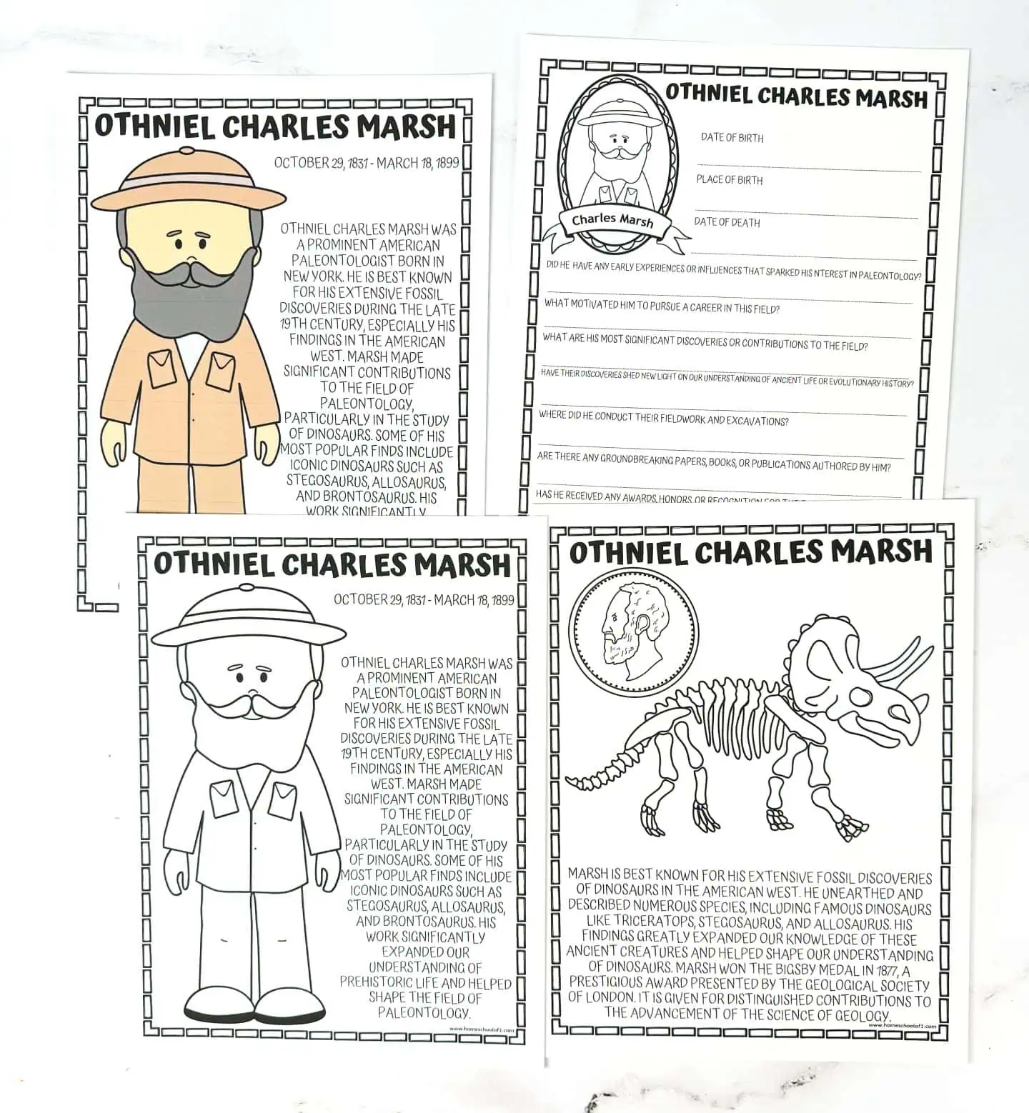 othniel charles marsh worksheets