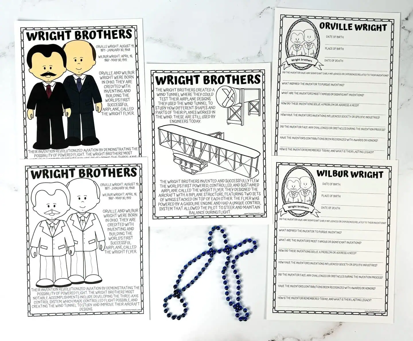 wright brothers worksheets