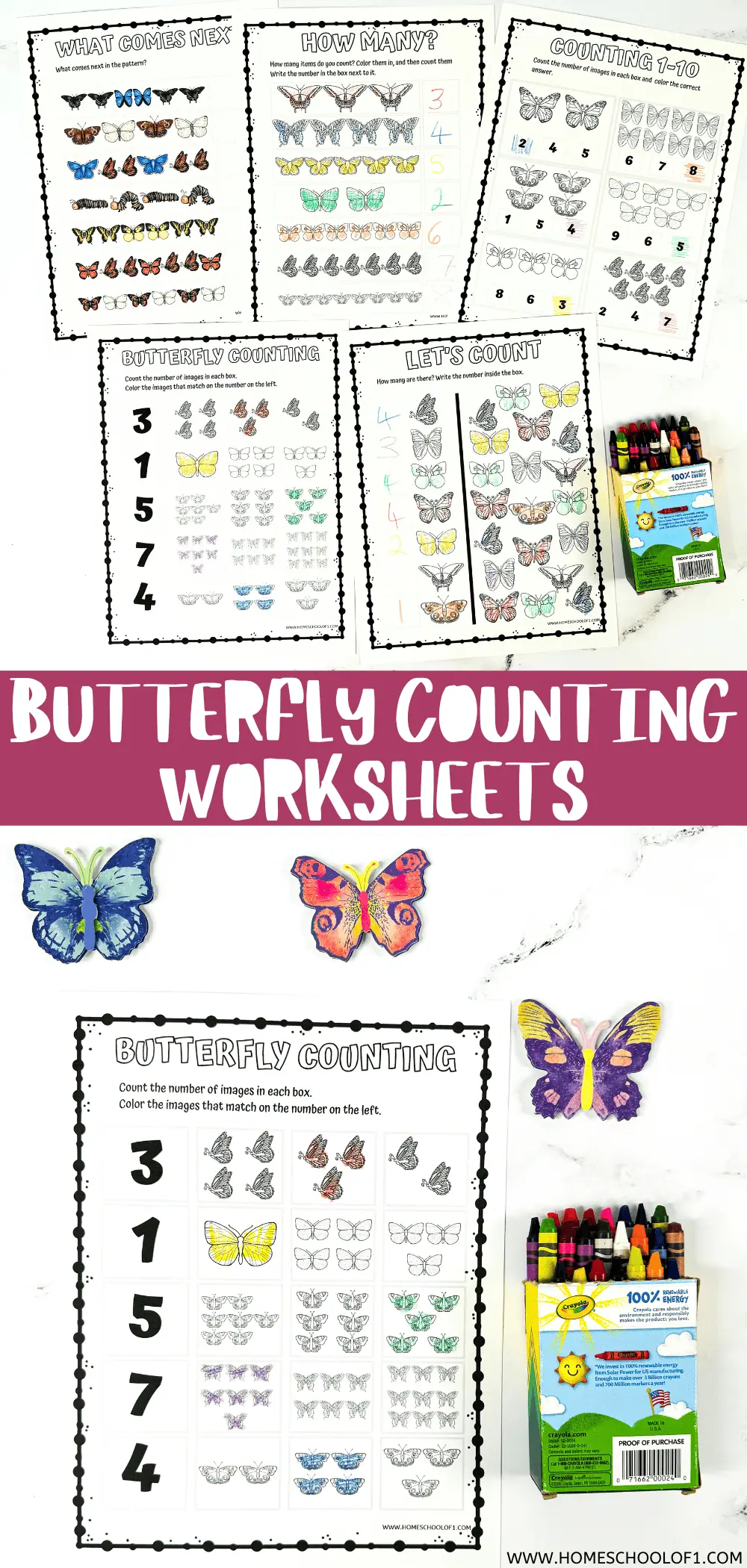 butterfly counting worksheets