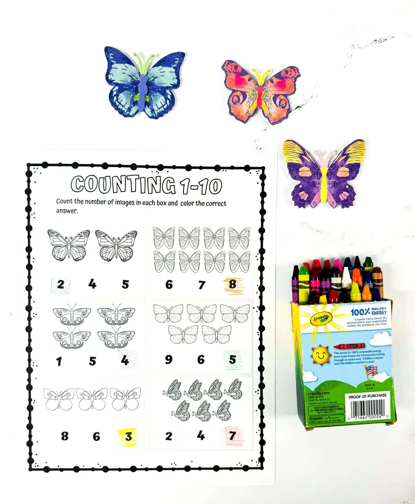 counting butterfly worksheet