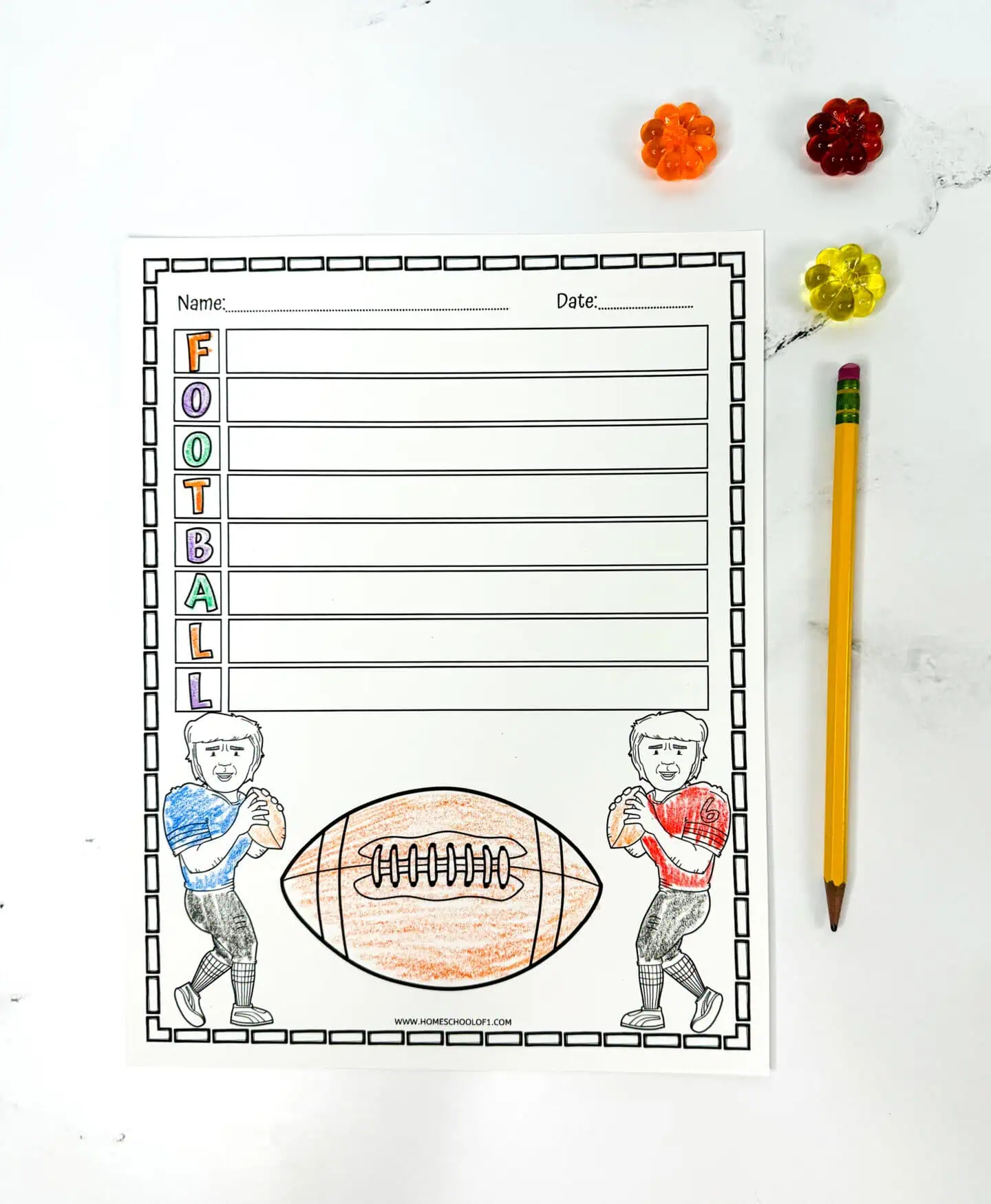 football acrostic poetry printable