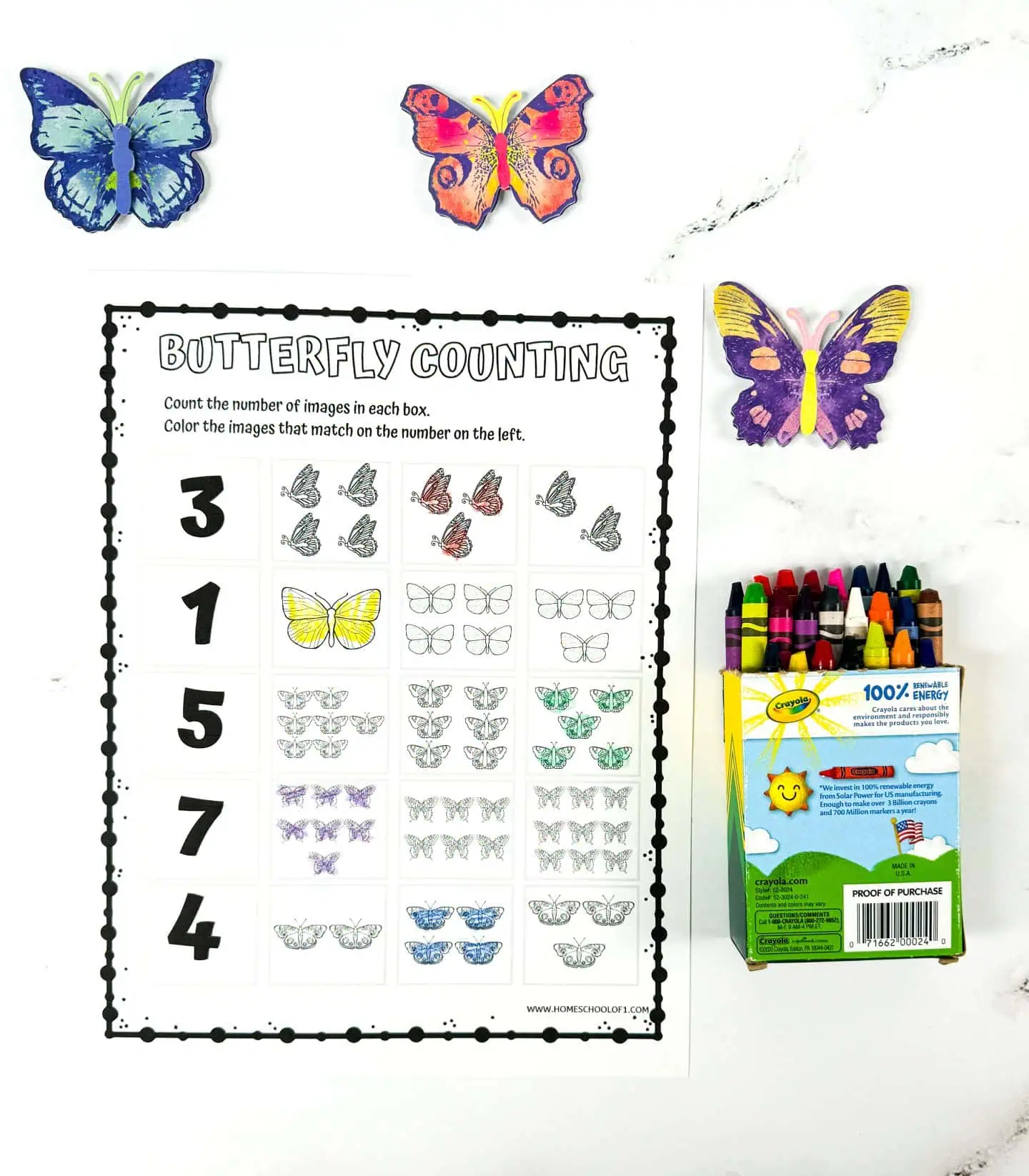 free butterfly counting worksheet