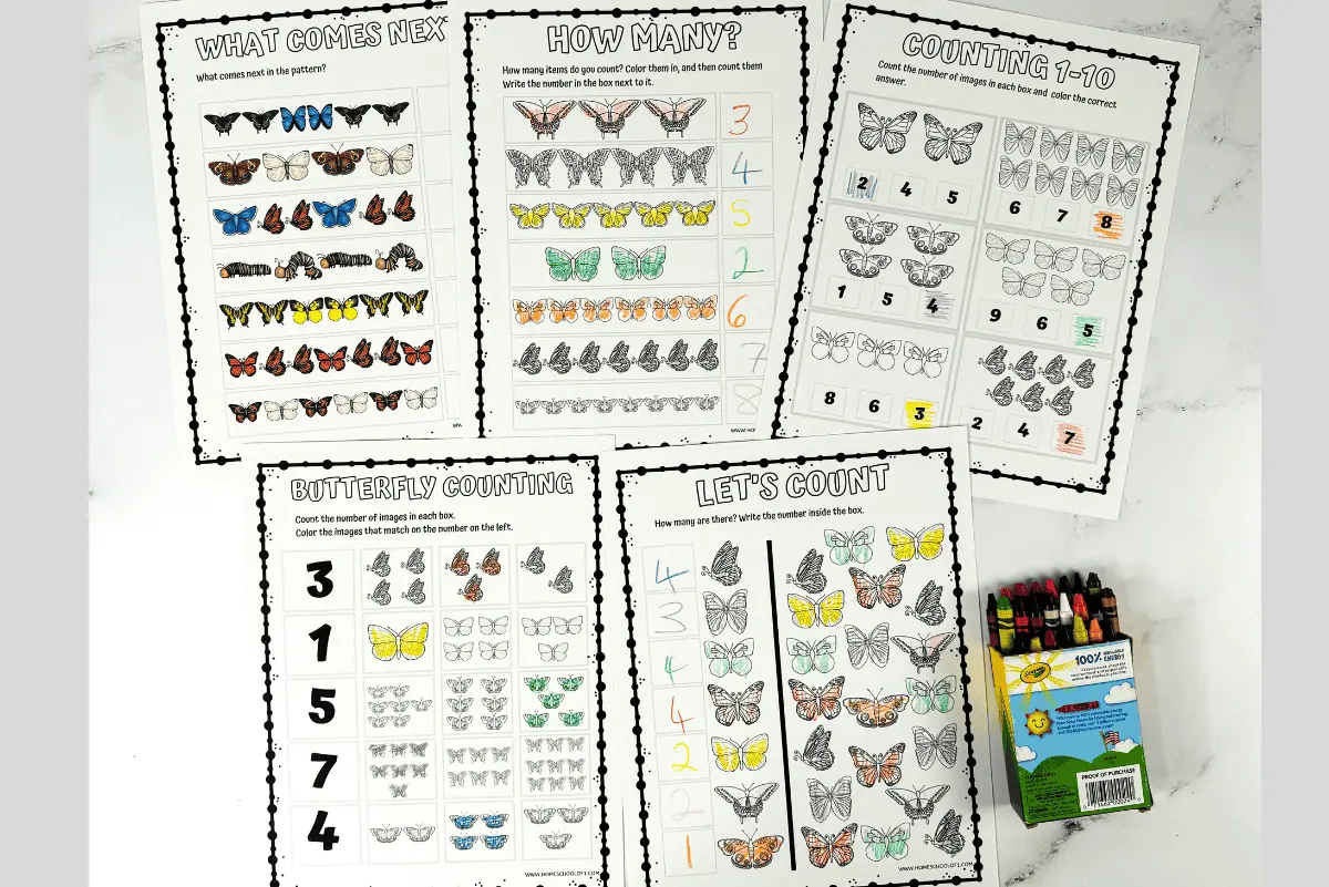 free butterfly counting worksheets