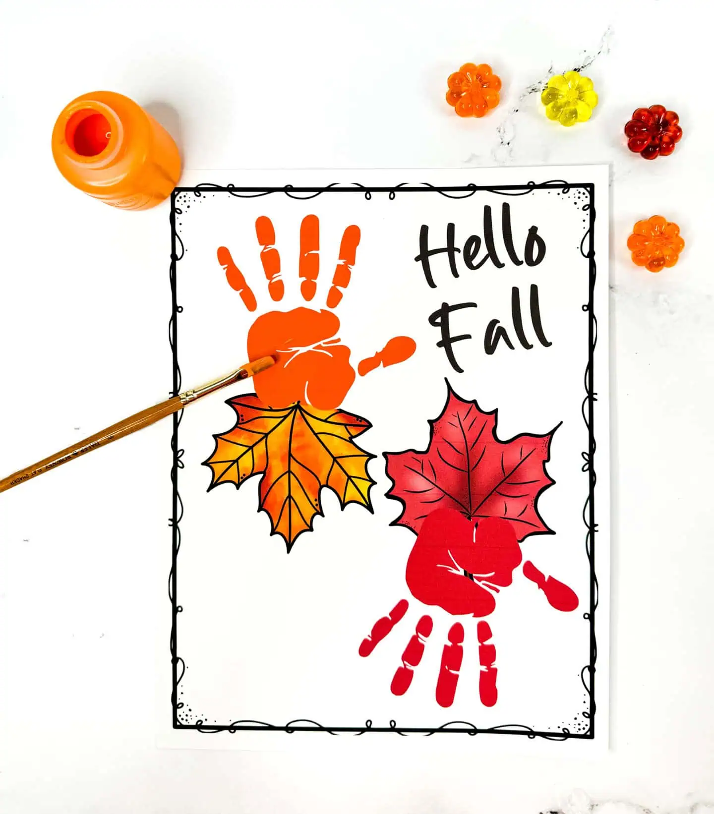 hello fall handprint art