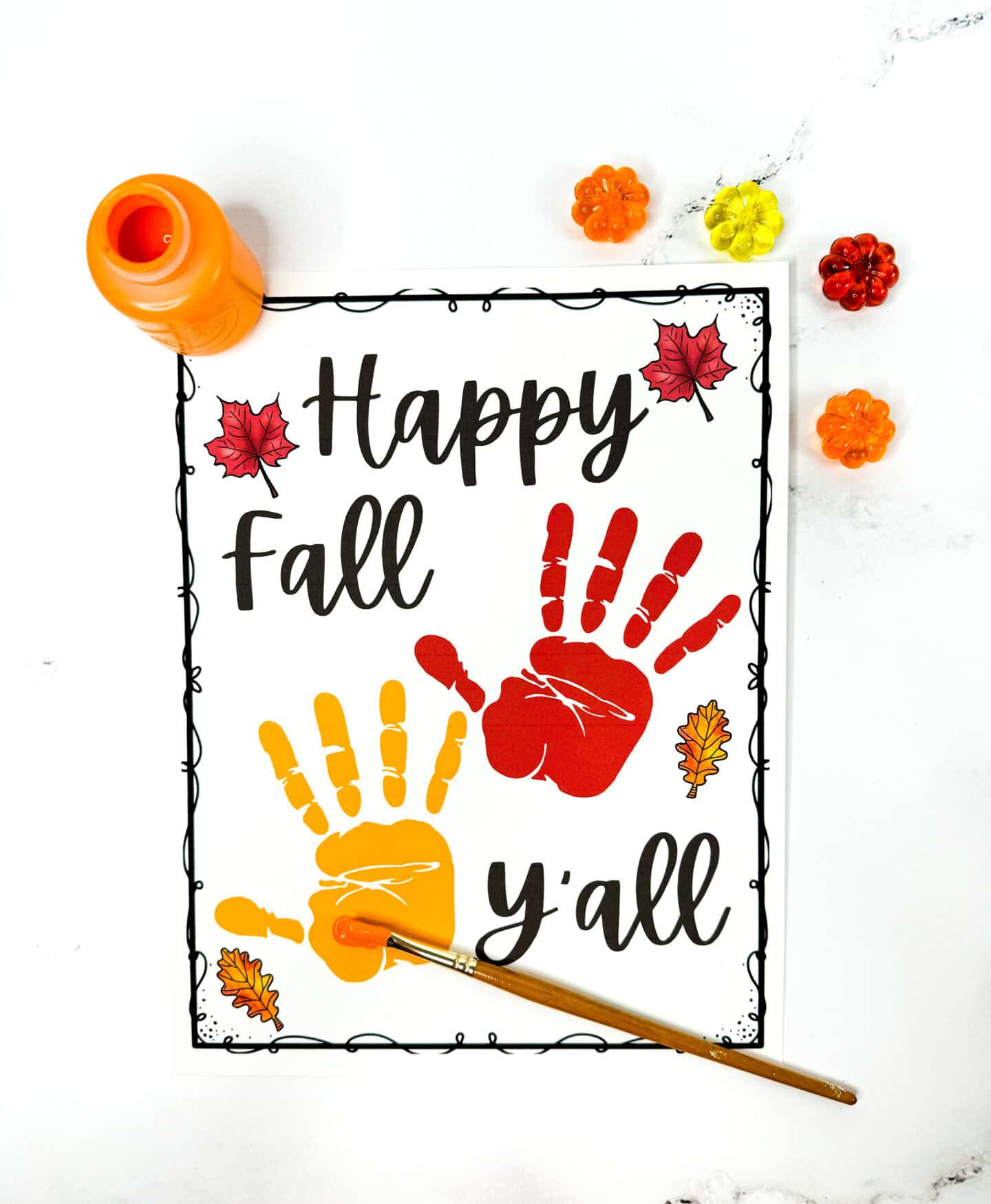 hello fall y'all handprint