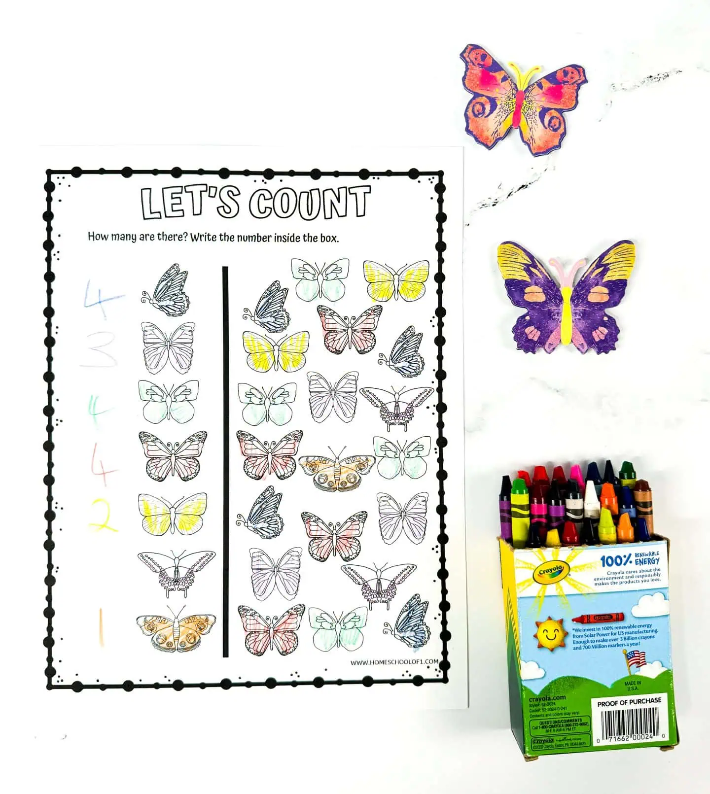 lets count butterflies worksheet