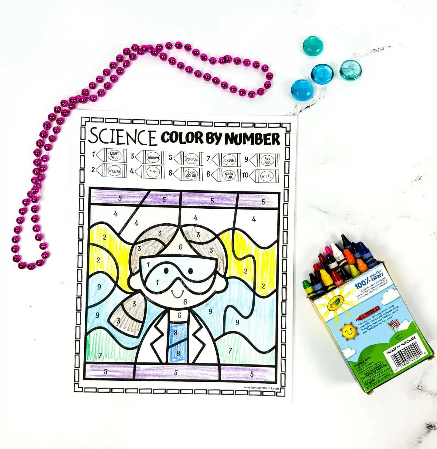 scientist color by number printable