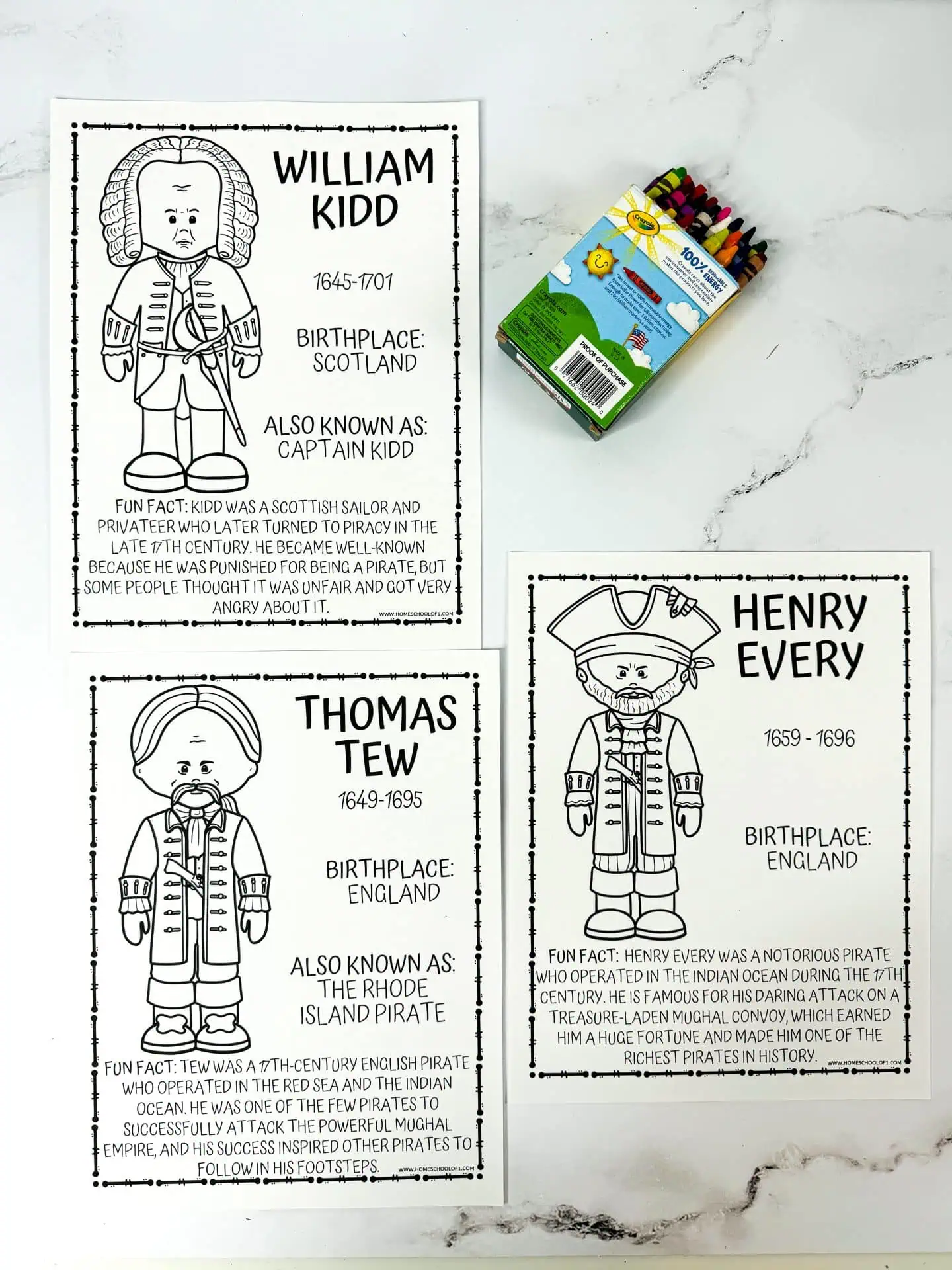 william kidd coloring page, henry every coloring page, thomas tew coloring sheet