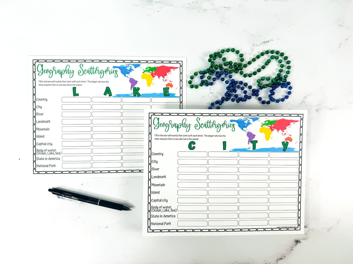 FREE GEOGRAPHY SCATTERGORIES