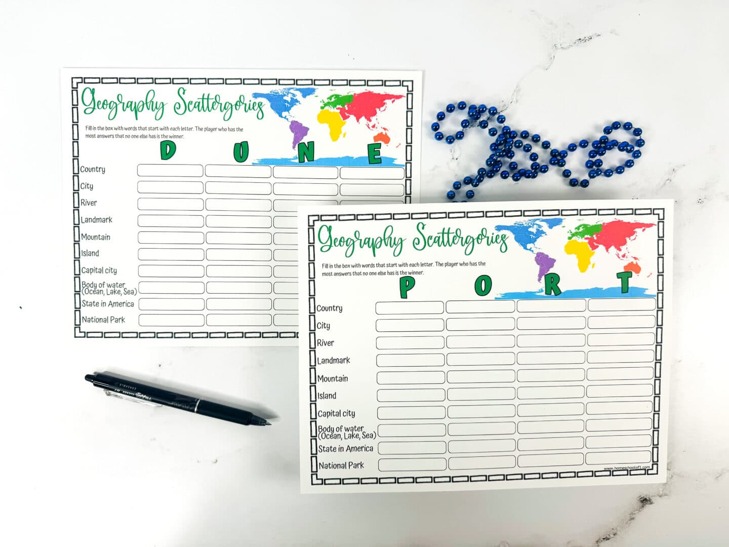 FREE PRINTABLE GEOGRAPHY SCATTERGORIES