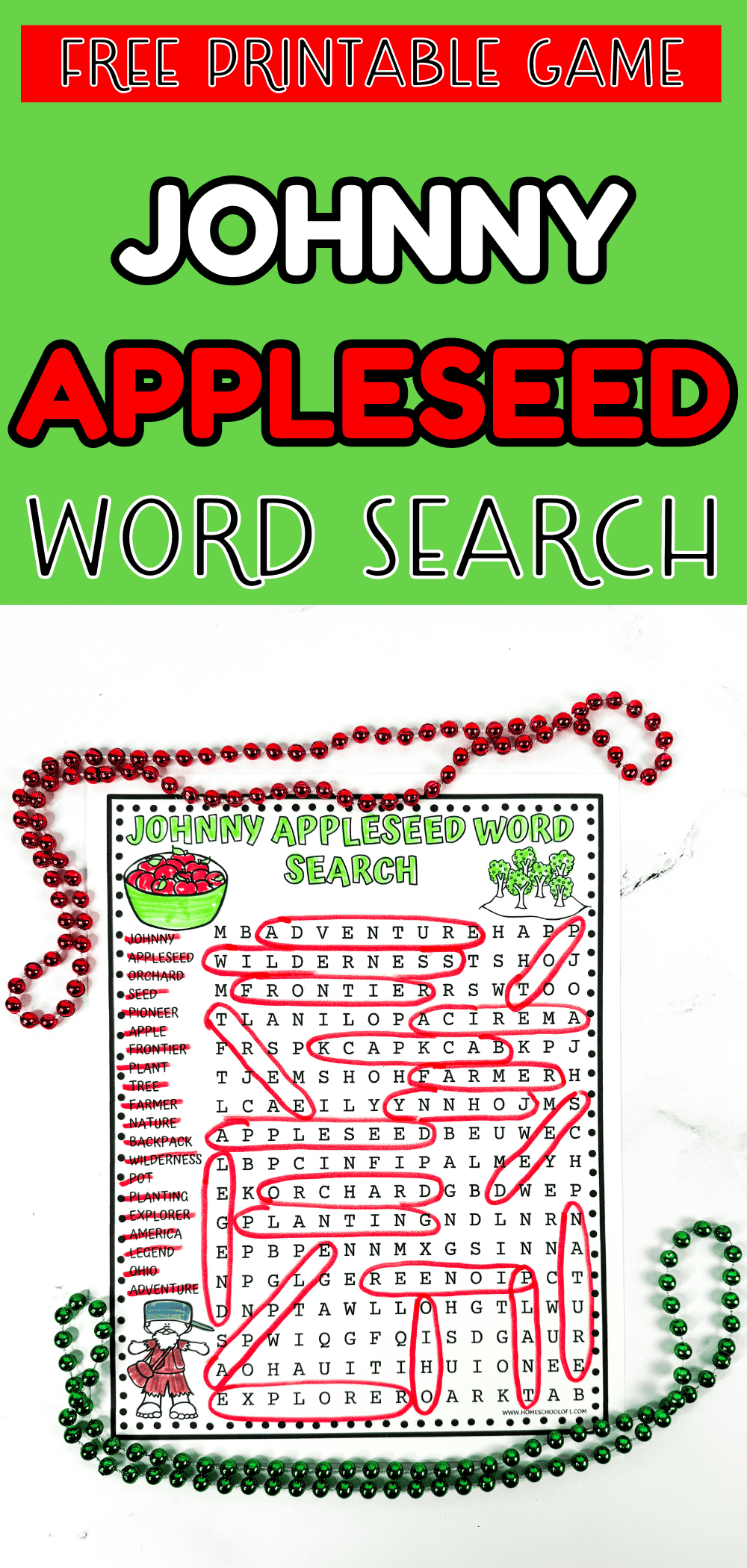 JOHNNY APPLESEED WORD SEARCH